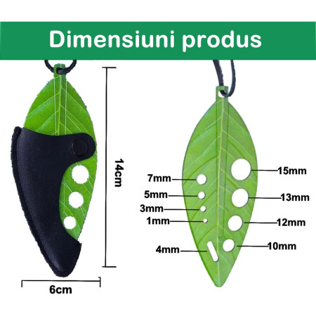 Tocator manual pentru ierburi Flippy, instrument de curatat frunze, tocator, margini ascutie, 9 gauri de diferite dimensiuni, multifunctional, material otel inoxidabil, rezistent la rugina, 14 x 5.5 cm, verde