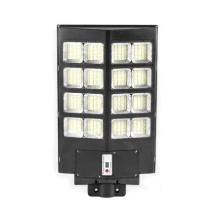 Lampa solara stradala Flippy, cu telecomanda, senzor de miscare si lumina, suport prindere, 640 LED-uri, IP65, ABS, 20AH, 400W, temperatura culoare 6500K, 59.7x34.8x7.2 cm, autonomie 10-12 ore, negru