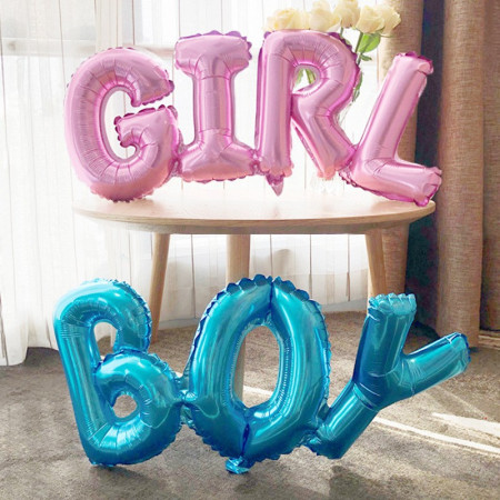 Set Baloane din Folie Metalizată, Flippy, Model Scris Boy, 38x95 cm, Tematica Baby Shower, Baloane Party, Ambalaj Individual, Pai Inclus, Umflare cu Aer sau Heliu, Albastru