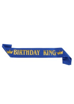 Panglica pentru Aniversare, Flippy, Model Birthday King, Tematica Aniversare, 160x9.5 cm, Albastru