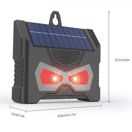 Set 2 Aparate Solare LED cu Ultrasunete, Flippy, Repelent pentru Animale Mari si Mici, Lumina Rosie si Alba, Anti Rozatoare, Anti Insecte, Frecventa 9-36KHZ, 10.2 x 10.6 x 2.8 cm, Negru