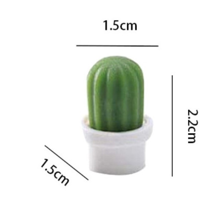 Set 6 Magneti de Frigider, Flippy, Model Cactusi in Ghiveci, din ABS si Magnet, Verde/Alb