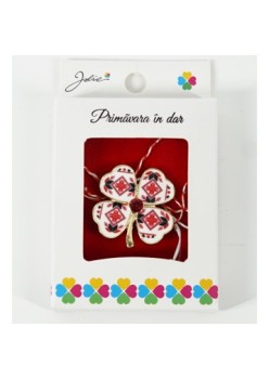 Martisor Brosa Mica in Cutie, Dimensiune Brosa 2.5-3 cm, Material Metal, Model Trifoi Traditional