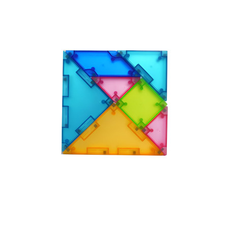 Joc Magnetic Tangram, Flippy, 7 Piese Magnetice, Forme Geometrice, 3 Ani, EVA, ABS, Magnet, 10.5 x 10.5 x 2.2 cm, Multicolor