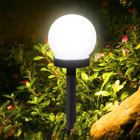 Lampa solara LED, Sferica, Tip Glob Flippy, Diametru 10 cm, Alb rece