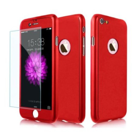 Husa Apple iPhone 6/6S IPAKY Full Cover 360 Rosu + Folie Cadou