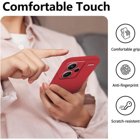 Husa de Protectie, Flippy, pentru Xiaomi Redmi Note 13 Pro Plus 5G, Liquid Silicone, cu Microfibra pe Interior, Protectie Antisoc, Compatibil Incarcare Wireless, Rosu