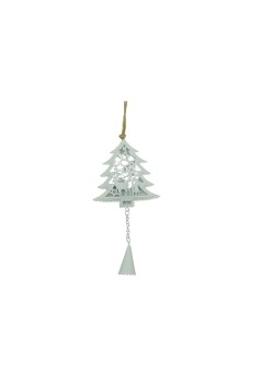 Ornament de brad pom de craciun, Flippy, alb, metal, 20 cm