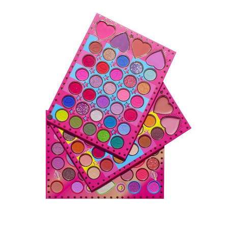 Trusa de Machiaj, KEVIN & COCO, Mean Girl Heart, Fard de Pleoape, Iluminator, Blush Cremos, 96 culori, 21 x 15.7 x 2.4 cm