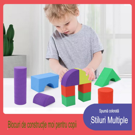 Set Blocuri de Constructie din Spuma EVA, Flippy, 29 de Piese, Interactive, 24.5x16x3.7 cm, Multicolor