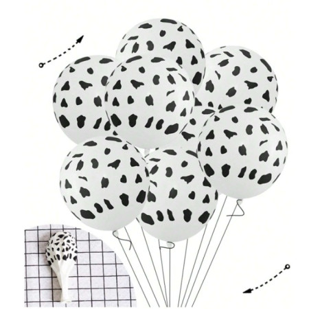 Set 10 Baloane din Latex, Flippy, Model Party Animal Print, 3x Portocaliu, 3x Galben, 4x Alb, 23 cm, 1.4g