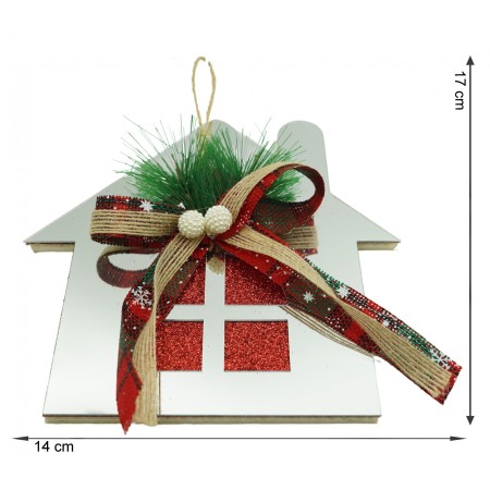 Ornament brad, Flippy, Casa, Argintiu, Lucios, 14*17CM, Acril, Interior/ Exterior