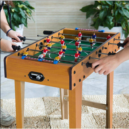 Masa de Fotbal cu Teren si 18 Jucatori Flippy, 6 Manere, cu Tablou pentru Scor, din Metal, Lemn si ABS, 69 x 36.5 x 61 cm, cu Picioare, pentru copii/adulti