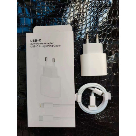 Incarcator compatibil cu iPhone, USB Type-C, Fast charge, Putere 20W, Flippy, Alb