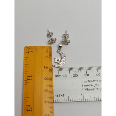 Set Argint 925 Semiluna cu Floare, Jolie Silver, 3.2g, 2 cm x 1.3 cm