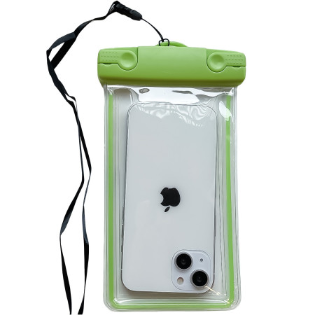 Husa subacvatica Fosforescenta Waterproof Flippy, Snowproof, Lumineaza in intuneric, Universala, cu Snur, pentru telefon sau documente, Verde