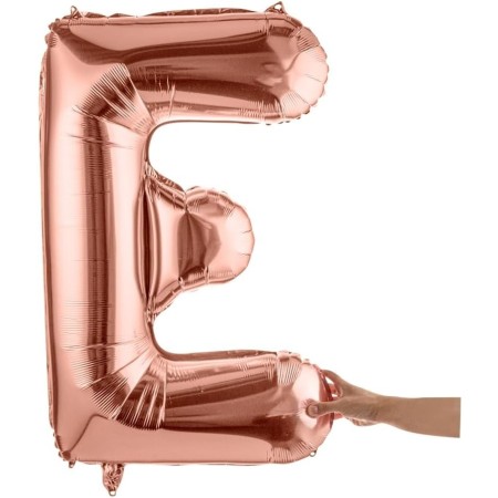 Balon Folie Metalizata Litera E, Flippy, 100 cm, Umflati cu Heliu sau Aer, Ambalaj Individual, Pai inclus, Rose Gold