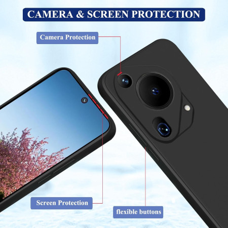 Husa de Protectie, Flippy, pentru Huawei Pura 70 Pro, Liquid Silicone, cu Microfibra pe Interior, Protectie Antisoc, Compatibil Incarcare Wireless, Negru