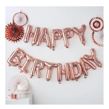 Set baloane folie Flippy, Happy Birthday, 40 cm, rose gold