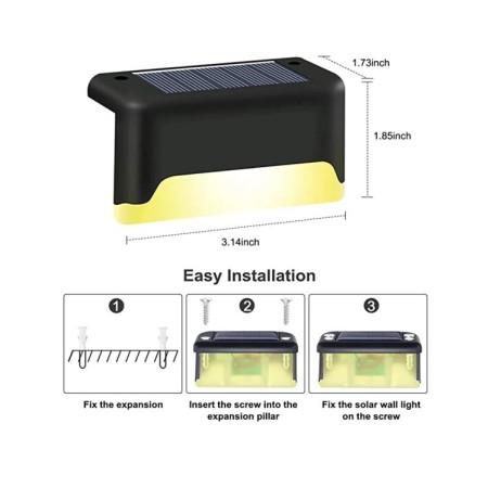 Aplica solara LED Flippy, ABS/Policarbonat, rezistenta la apa IP65, pentru trepte, borduri, terasa, 1.2V, 600mah, 7.9 x 5 cm, lumina alb cald, negru