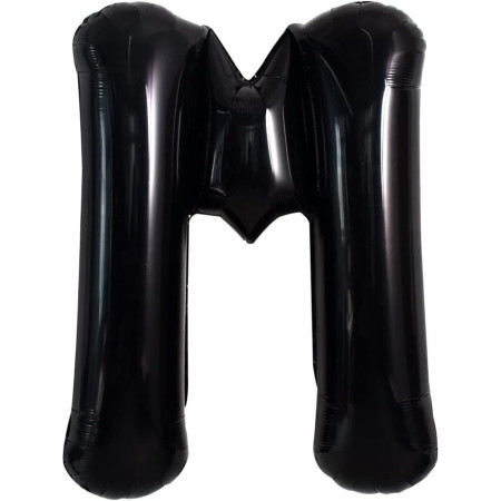 Balon Folie Metalizata Litera M, Flippy, 40 cm, Umflati cu Heliu sau Aer, Ambalaj Individual, Pai inclus, Negru