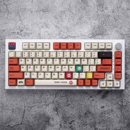 Kit Taste Super Mario, Flippy, PBT Keycaps, Compatibil cu 99% dintre Tastaturile Mecanice, 124 Taste, Multicolor