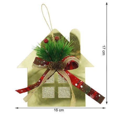 Ornament brad, Flippy, Casa, Auriu, Lucios, 16*17CM, Acril, Interior/ Exterior