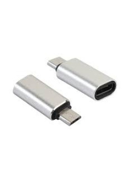 Adaptor Type C (mama) to micro USB (tata) cu Agatatoare Breloc inclusa, Argintiu