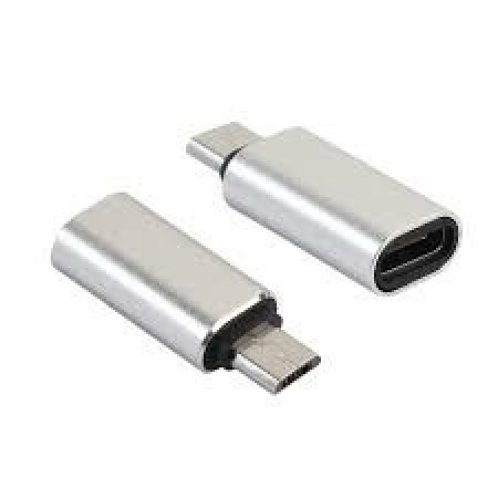 Adaptor Type C (mama) to micro USB (tata) cu Agatatoare Breloc inclusa, Argintiu