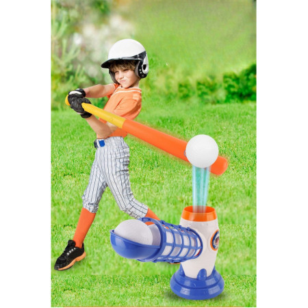 Joc de Baseball Interactiv, Lansator Flippy, Aruncare prin Buton de Lansare pe Bata, Include Bata si 5 Mingii, 37 x 23 x 16 cm Baza, 59 cm Bata, Multicolor