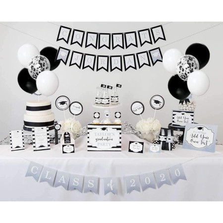 Set 10 Baloane din Latex, Flippy, Model Party Confetti, 5 x Confetti, 5 x Negru, 25 cm, 2.2g