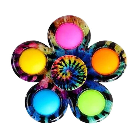 Jucarie antistres simple dimple fidget toy spinner cu 5 buline, Multicolor Rainbow