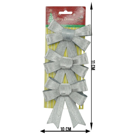 Set 3 fundite pentru brad, Argintii, 10 x 11 cm, din poliester, Flippy