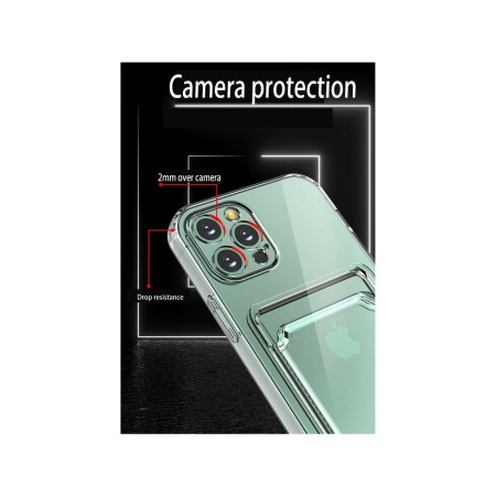 Husa protectie cu suport card compatibila cu Samsung A32 4G Transparent