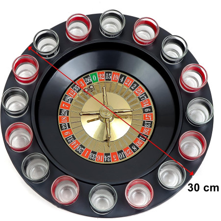 Joc de Baut Ruleta cu Pahare de Shot Flippy, 30 cm, Rosu/Negru