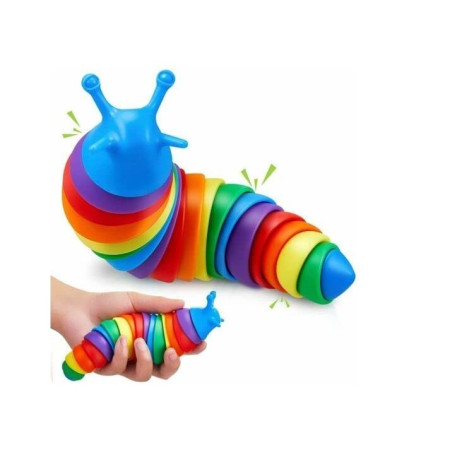 Jucarie Senzoriala pentru Copii, Flippy, Model Melc, cu Articulatii, 19 cm, Multicolor