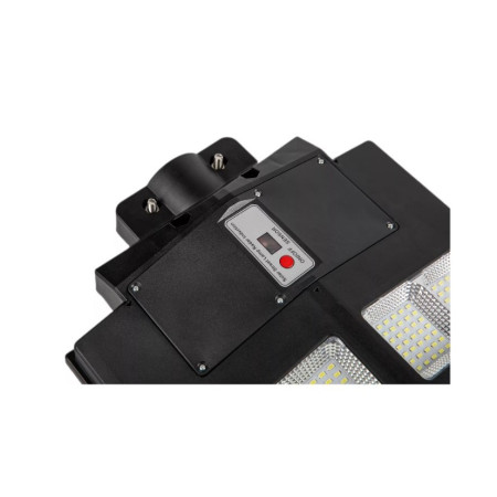 Lampa solara stradala Flippy, cu telecomanda, senzor de miscare si lumina, suport prindere, 800 LED-uri, IP65, ABS, 25AH, 500W, temperatura culoare 6500K, 67.6x34.8x7.2 cm, autonomie 10-12 ore, negru