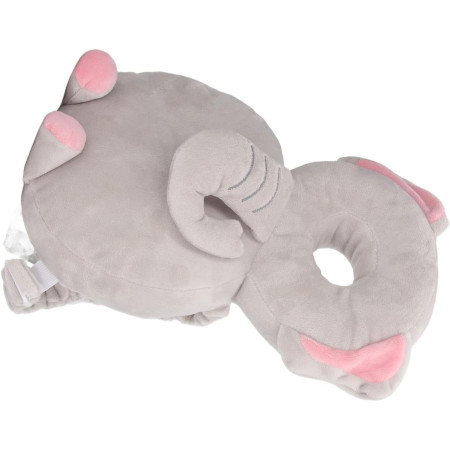 Perna tip Rucsac pentru Protectia Capului, Flippy, Tetiera tip Elefant de Plus, pentru Bebelusi, 33x6x19 cm, 180 g, Gri