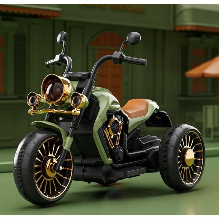 Motocicleta Electrica Flippy, cu Acumulator, Telecomanda, Bluetooth, Sistem Anti-Rasturnare, Sistem de Lumini si Sunet, 1-8 Ani, 93 x 48 x 63 cm, Verde