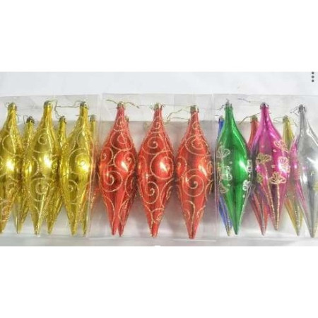 Set 6 ornamente multicolor - shiny - 15cm