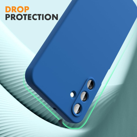 Husa de Protectie, Flippy, pentru Samsung Galaxy A15, Liquid Silicone, cu Microfibra pe Interior, Protectie Antisoc, Compatibil Incarcare Wireless, Albastru