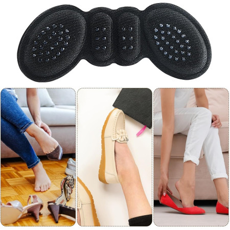 Set 2 Branturi cu Pernute pentru Calcai, Flippy, Suport Interior pentru Incaltaminte, Marime Universala, Aderent pe Piele, Negru