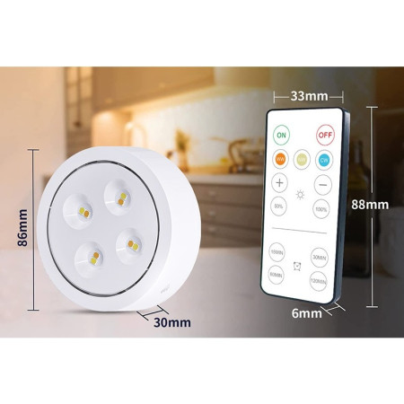 Set de 3 Lampi Led Flippy, Fara Fir, Cu Baterii, 3 Culori de Lumina, cu Telecomanda, din Plastic, Alb