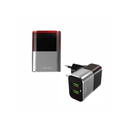 Incarcator 2USB Fast Charging 2.4A Maro + Cablu Lightning 1m Argintiu Cod Produs 08079