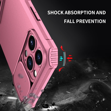 Husa Defender cu Stand pentru iPhone 13 Pro Max, Roz, Suport reglabil, Antisoc, Protectie glisanta pentru camera, Flippy