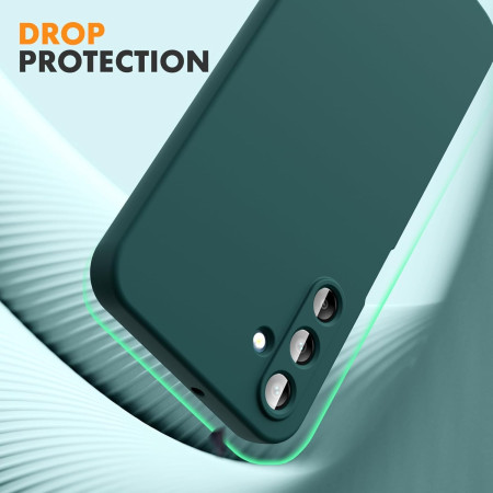 Husa de Protectie, Flippy, pentru Samsung Galaxy A15, Liquid Silicone, cu Microfibra pe Interior, Protectie Antisoc, Compatibil Incarcare Wireless, Verde