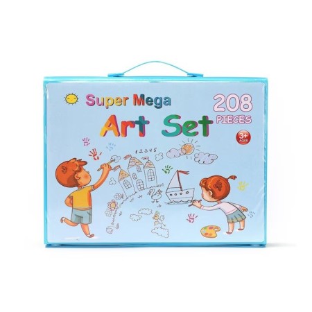 Set 208 Piese, Complet pentru Pictura si Desen, Flippy, Tip Servieta, 3-12 Ani, 32.6 x 27.7 x 6 cm, Albastru