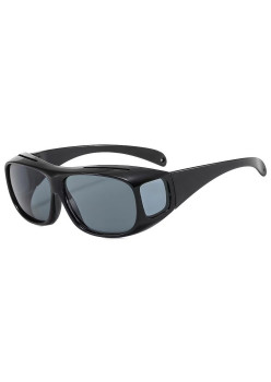 Ochelari de Soare, Flippy, Polarizati, pentru Condus, Ciclism, cu Posibilitatea Purtarii peste Ochelarii de Vedere, 400 UV, cu Lentila Neagra pentru Protectie, Rama Neagra, 15x5 cm