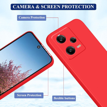 Husa de Protectie, Flippy, pentru Xiaomi Redmi Note 12 Pro 5G, Liquid Silicone, cu Microfibra pe Interior, Protectie Antisoc, Compatibil Incarcare Wireless, Rosu