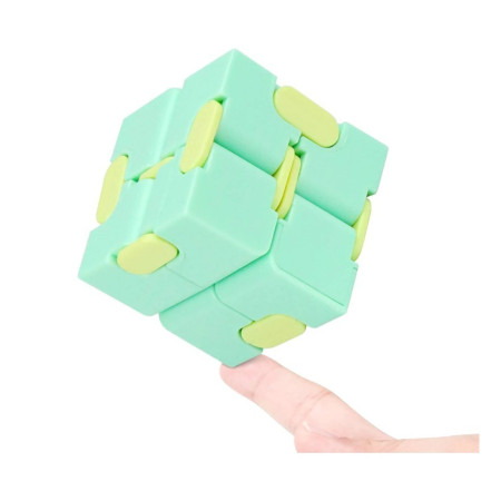 Cub antistres, Fidget Toy, Infinity Magic Cube, Verde/Galben, 4x4x4 cm